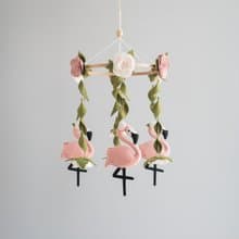 Baby mobile flamingo, pink floral mobile, nursery mobile tropical