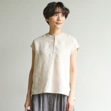 法式優雅 亞麻短袖上衣  透氣舒適 輕盈柔軟 米色 230801-1