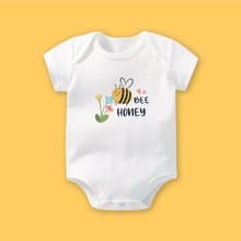 BEE哈尼小蜜蜂 短袖包屁衣 白 嬰兒 彌月 滿月
