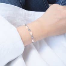 ビーズブレスレット　マグネット着脱　pearl  blue