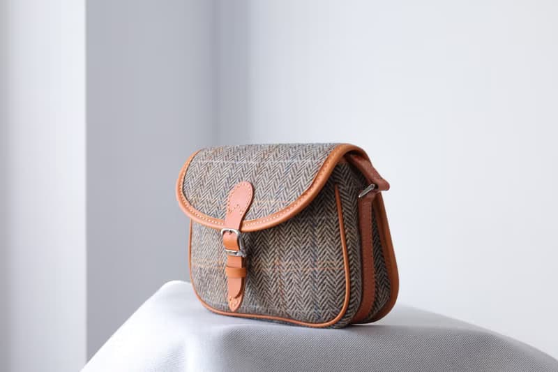 【羊毛拼皮馬鞍包】Harris Tweed 暖到心坎秋冬女士包包斜挎包