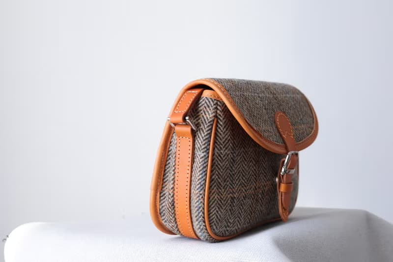 【羊毛拼皮馬鞍包】Harris Tweed 暖到心坎秋冬女士包包斜挎包