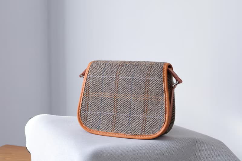 【羊毛拼皮馬鞍包】Harris Tweed 暖到心坎秋冬女士包包斜挎包