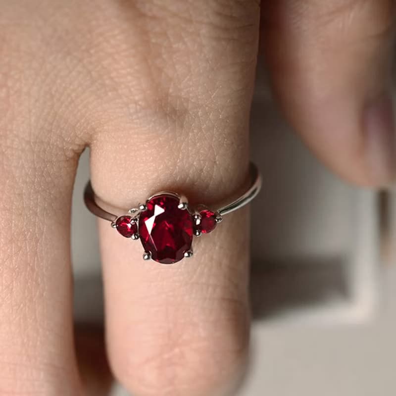 3.05 ct. Red natural ruby ring silver sterling size 7.0 free resize