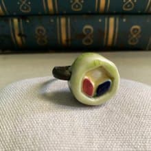 三原色戒指 日本白瓷 自然釉色 無限看不膩色調 真皮革 藝術等級