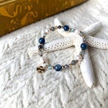 52赫茲 | 藍晶石海藍寶手鍊 彈性鍊 磷灰石 拉長石 菫青石 珍珠