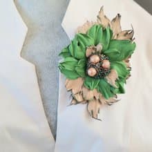 Green leather brooch for her Leather women's jewelry