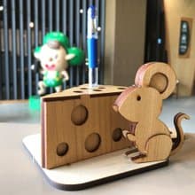 【手作DIY】黃金鼠 起司 木製筆筒 文具收納 辦公室用品 實用
