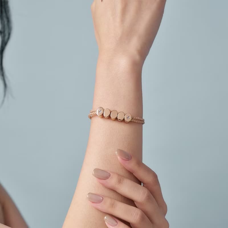 豆豆心鑽米色編織手鍊 (橢圓-共兩色)