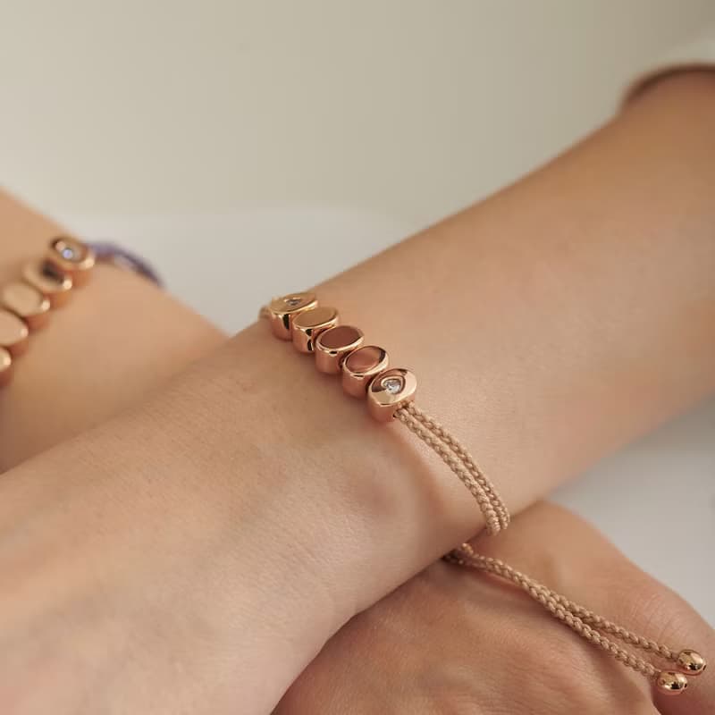 豆豆心鑽米色編織手鍊 (橢圓-共兩色)