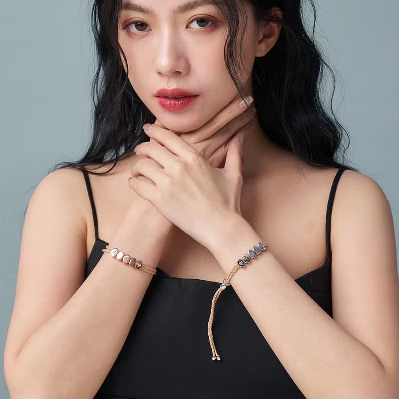 豆豆心鑽米色編織手鍊 (橢圓-共兩色)