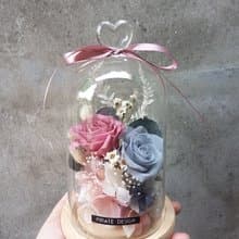 海藏設計│墨藍迪色。煙燻粉永生玫瑰玻璃盅/玻璃罩/水晶玻璃燈罩