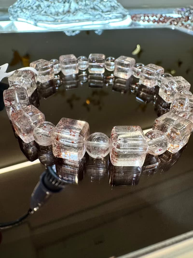 天然方糖方塊紅超七金草莓8-8.5mm22.58g三輪骨幹貴人運桃花