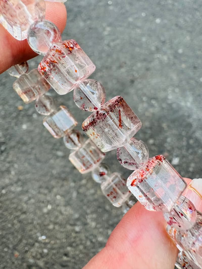 天然方糖方塊紅超七金草莓8-8.5mm22.58g三輪骨幹貴人運桃花