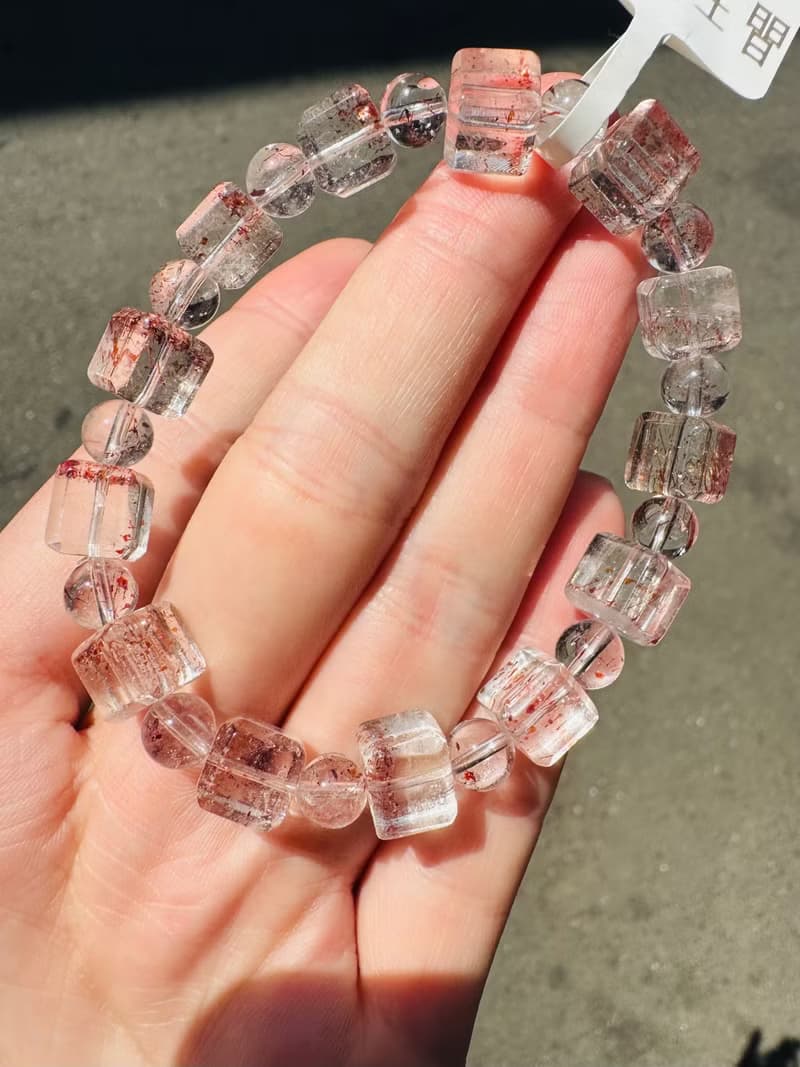 天然方糖方塊紅超七金草莓8-8.5mm22.58g三輪骨幹貴人運桃花