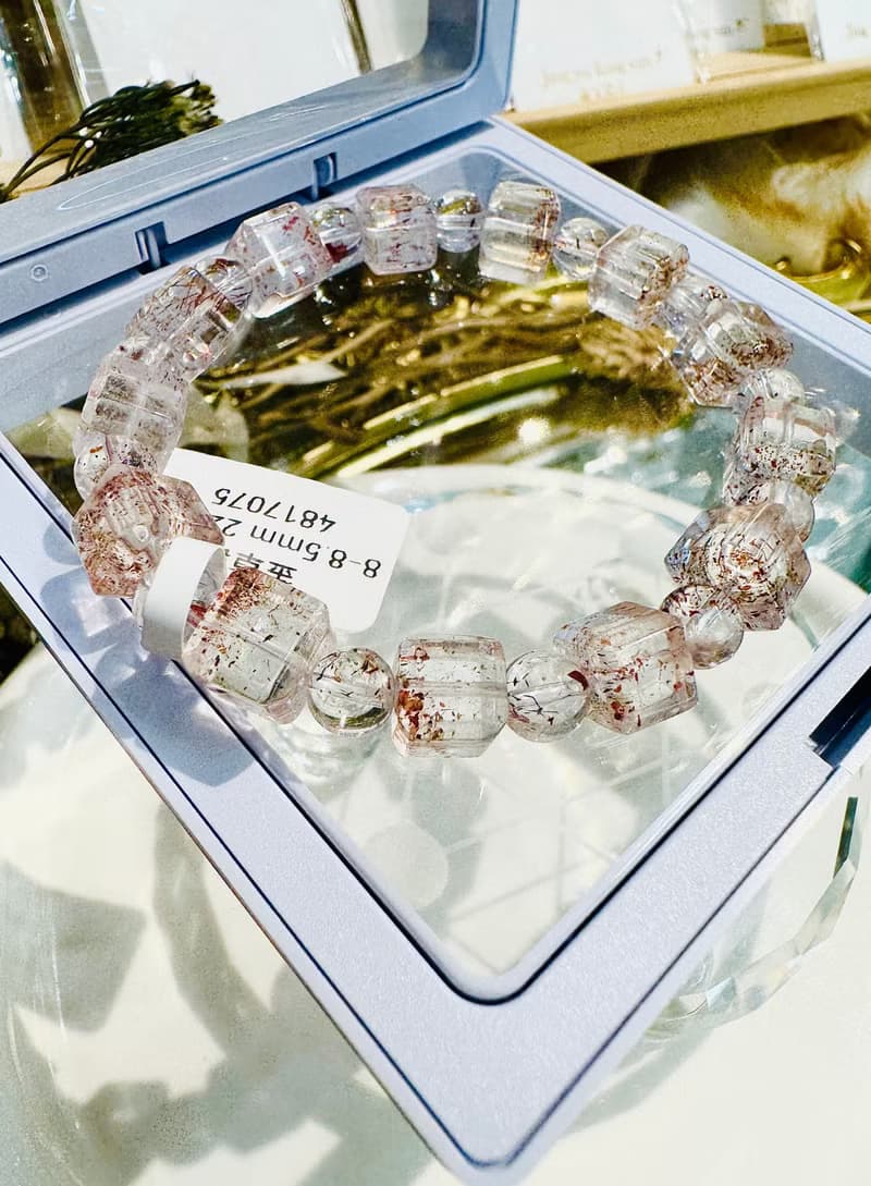 天然方糖方塊紅超七金草莓8-8.5mm22.58g三輪骨幹貴人運桃花