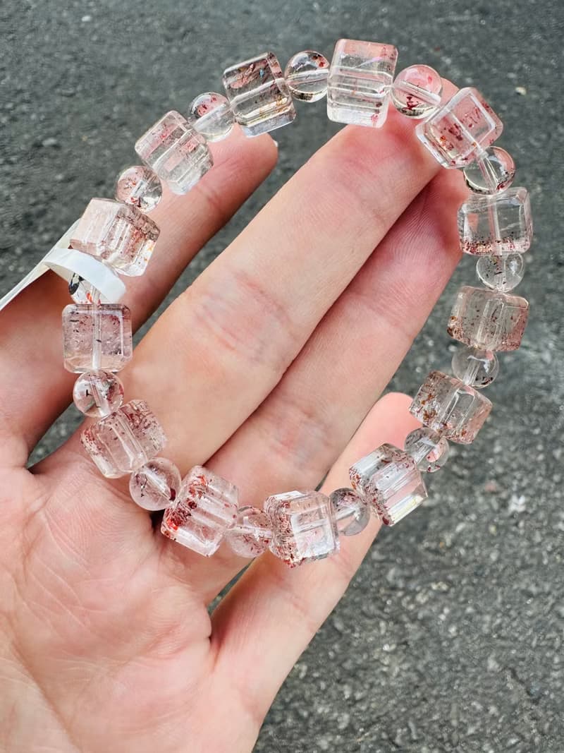 天然方糖方塊紅超七金草莓8-8.5mm22.58g三輪骨幹貴人運桃花