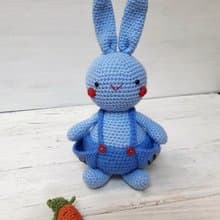 Hand Crochet Funny Rabbit Bunny with a Big Pockets Plush Toys Stuffed Toys Gift