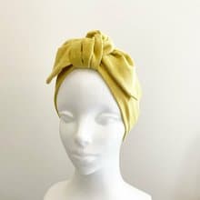 ターバンにもなるスカーフ　使い方色々　日本製上質コットン素材　ネッククーラー　ヘアバンド　自然素材　無地　レモンイエロー　保冷剤２個付き
