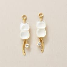 【Palette】 10K 白殼方晶鋯石貓咪墜飾 (黃金)