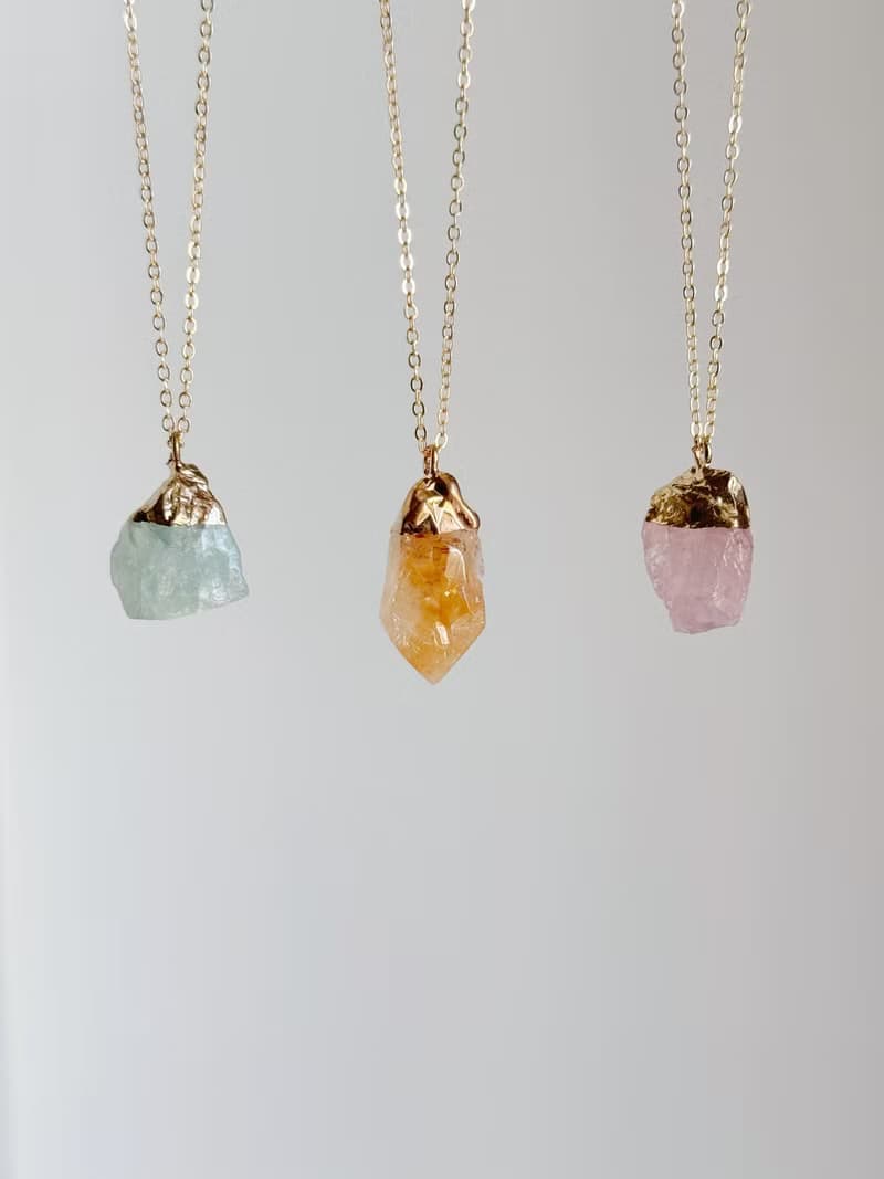 原石水晶 黃水晶 綠螢石 粉晶 天然原礦石項鍊