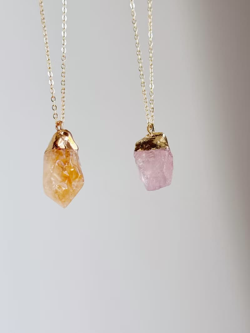 原石水晶 黃水晶 綠螢石 粉晶 天然原礦石項鍊