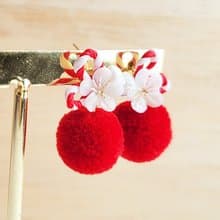 新春紅梅白梅 14K包金耳環/耳夾