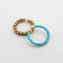 天然ターコイズとキューブヘマタイトのイヤーカフセット、2WAY