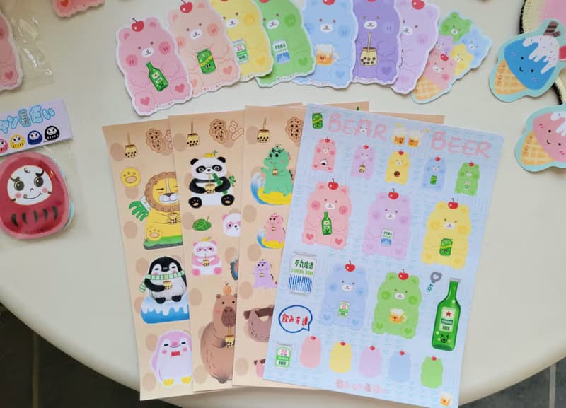 來買醉的熊VS動物珍珠奶茶 防水貼紙 行李箱貼紙