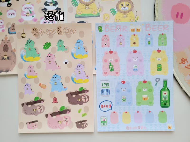 來買醉的熊VS動物珍珠奶茶 防水貼紙 行李箱貼紙