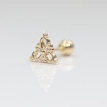 14K 金三角圖騰鎖珠耳環(單個)耳骨 耳窩 不退色