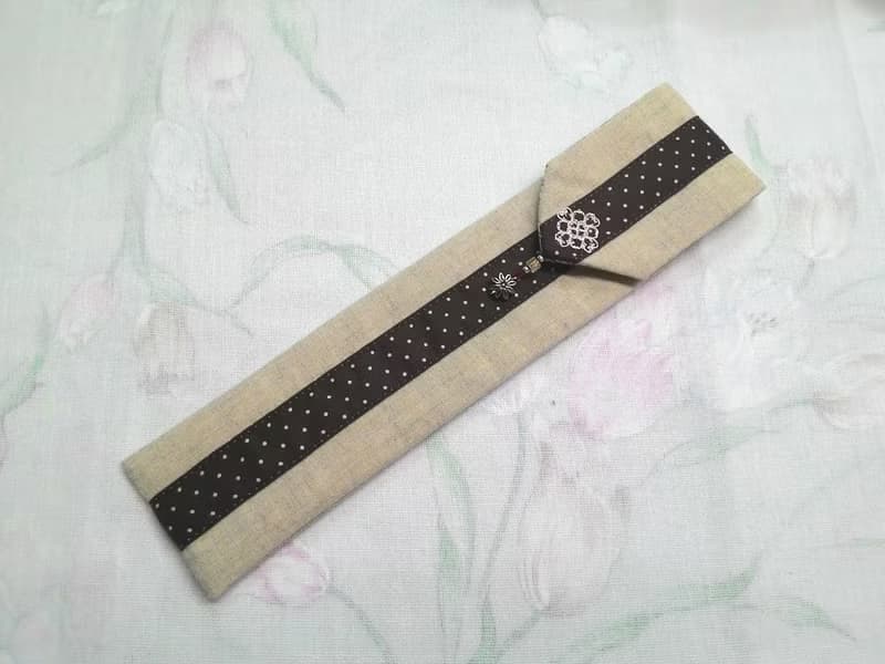 餐具組隨身收納袋 筷套F02-001(咖啡色)~獨特設計手工縫製