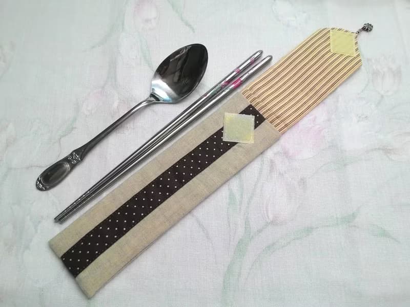 餐具組隨身收納袋 筷套F02-001(咖啡色)~獨特設計手工縫製