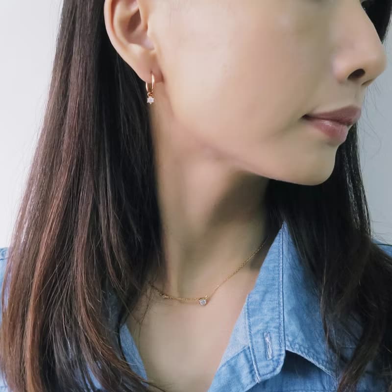 純銀 彎彎月兒 勾垂墬小鑽 925純銀耳環 女生耳環