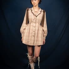 蝴蝶結綁帶連衣裙/外套 (草莓巧克力/咖啡拿鐵)