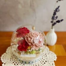 【永生花禮】永生康乃馨玻璃盅-紅褐色/花禮/玻璃花盅