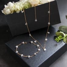 14kgf- rainbowmoon stone bracelet & short necklace