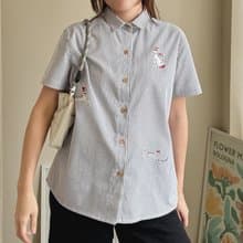 刺绣衬衫 (Embroidery Shirt) : 黑色条纹 (Stripe) : 斑点狗