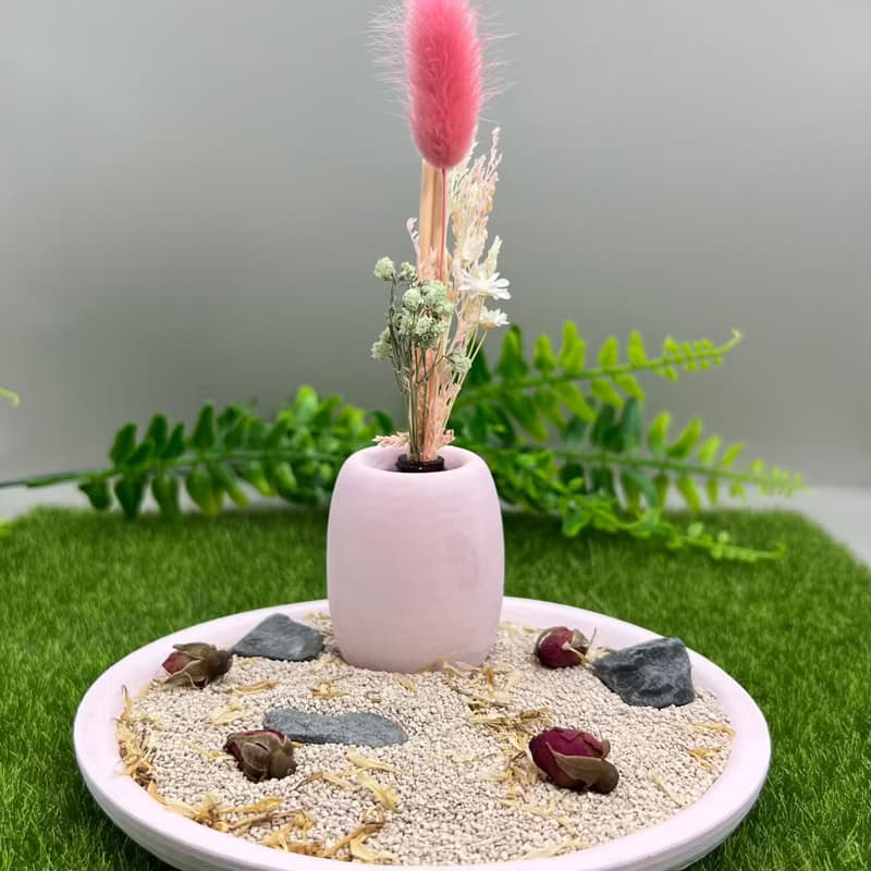 佛藝新美學 藝術香氛擴香 土地公(財神爺) 永生花多彩圓盤組