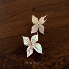 Hi Onion原創小眾設計復古花朵耳環S925銀耳鉤新中式耳夾春夏個性