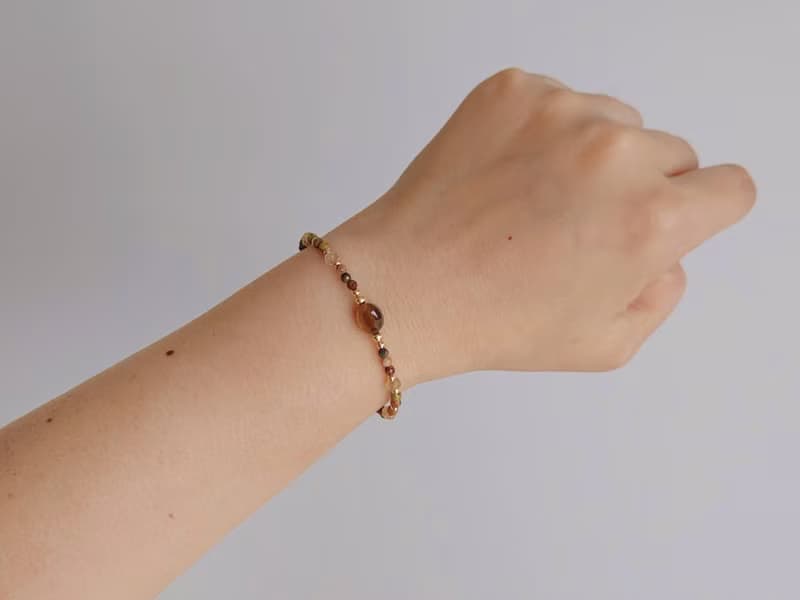 復古虎眼石大地色系天然石手鍊 14kgf|質感|優雅|通勤|日常配戴