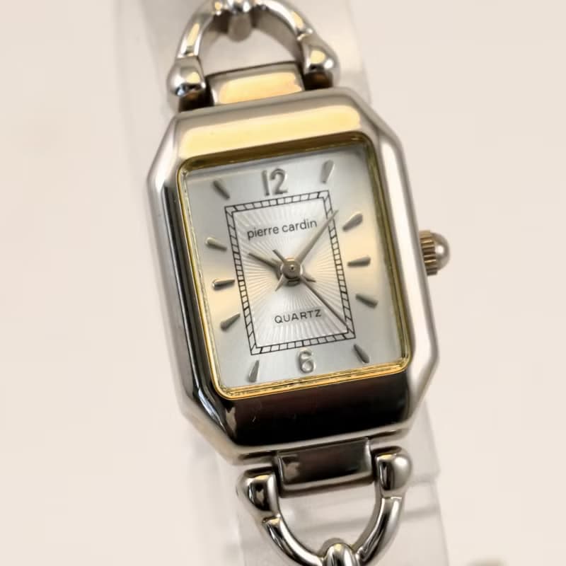 pierre cardin ピエールカルダン 女性用腕時計 クォーツ PC4159WS シルバー文字盤 スクエア  手錶 古董錶 復古手錶