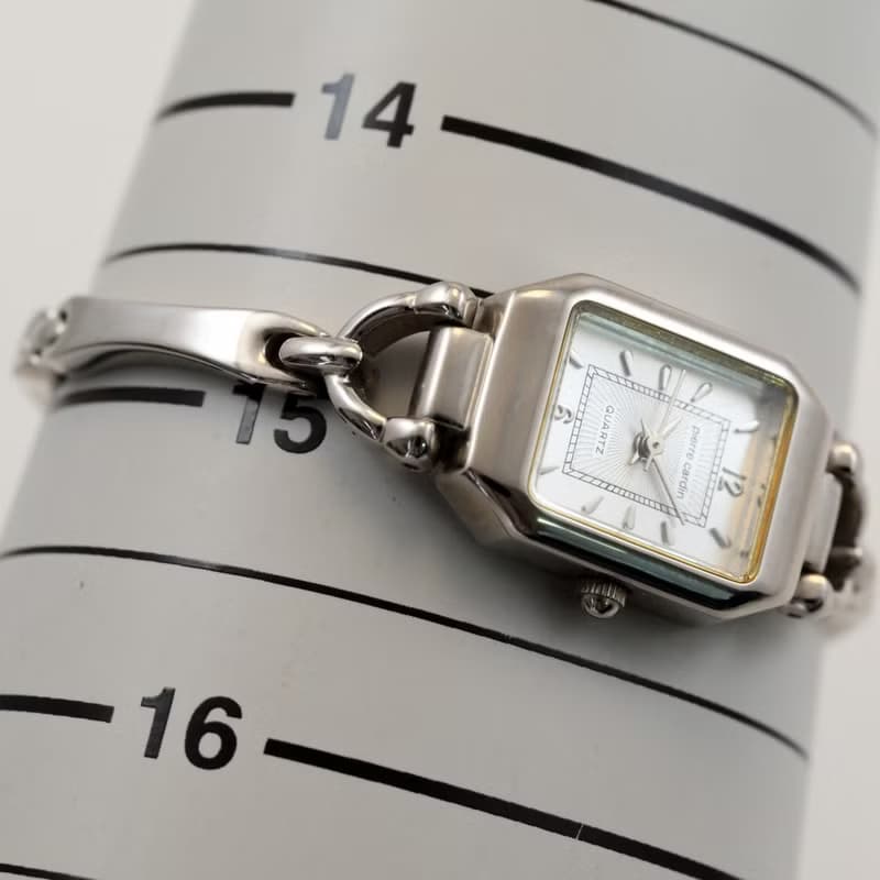 pierre cardin ピエールカルダン 女性用腕時計 クォーツ PC4159WS シルバー文字盤 スクエア  手錶 古董錶 復古手錶