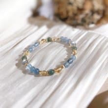 海藍寶、黃水晶、綠磷灰 天然石手鍊