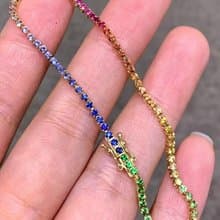 祈福五色繩護身符彩虹彩色藍寶石手鍊幸運九紫離火運18k金手鍊