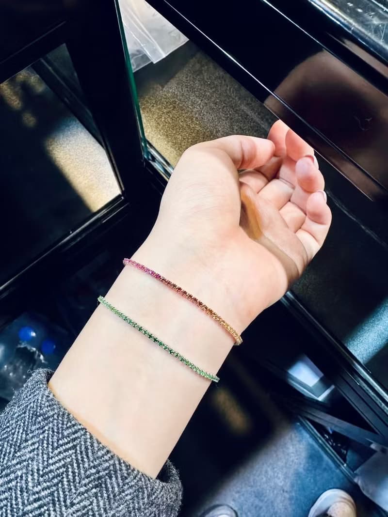 祈福五色繩護身符彩虹彩色藍寶石手鍊幸運九紫離火運18k金手鍊