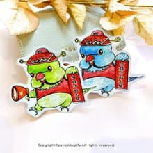 新春防水貼紙 / 月輪鸚鵡財神大張防水貼紙