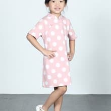 童裝 - BAMBI波爾卡圓點旗袍 - 粉紅色/白色