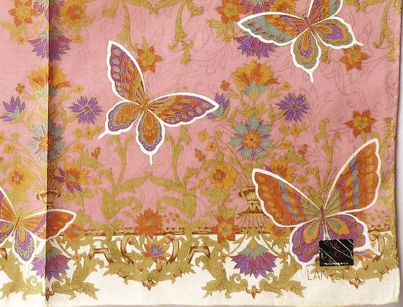 Lancetti Vintage Handkerchief Women Butterflies Gift 21 x 20.5 inches