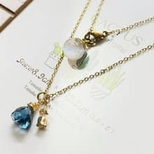 天然石英石 倫敦藍 玫瑰 雪花玻璃球項鍊【野玫瑰之淚】